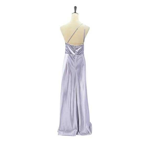 Birdy Grey Plus Kensie Dusty Lilac Purple Satin Strappy One Shoulder Maxi Dress - Picture 6 of 16